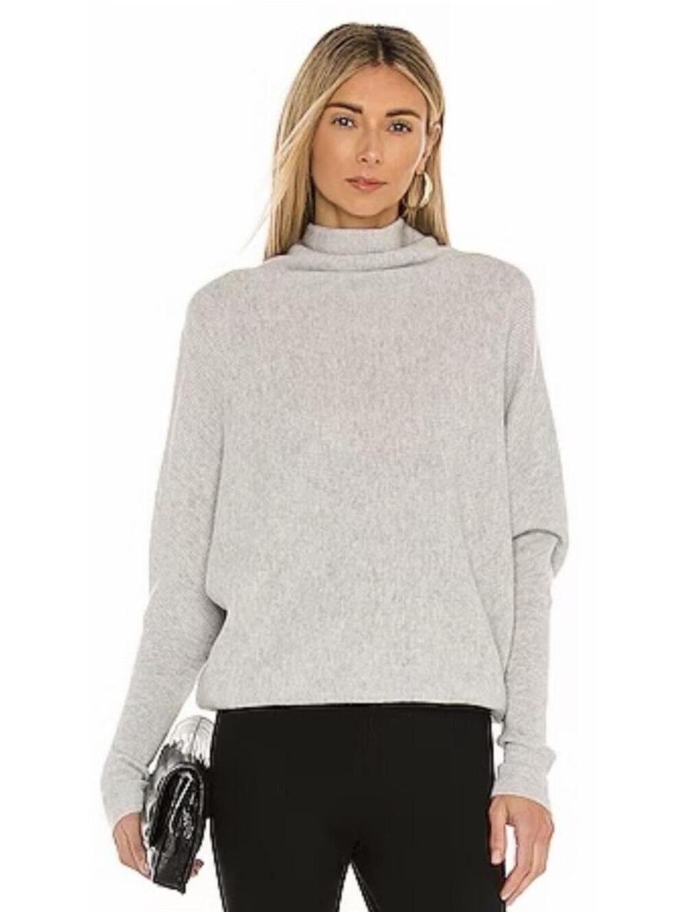 New AllSaints Ridley Funnel Neck Wool Sweater in Arctic Gray Size M